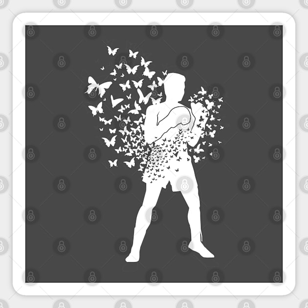 Boxing Series: Float Like a Butterfly (White Graphic) Magnet by Jarecrow 